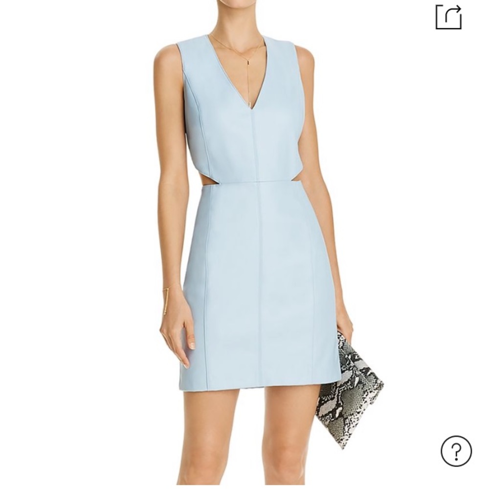Aqua Bloomingdales cut out faux leather dress